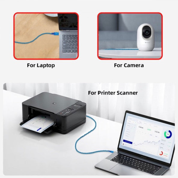 USB 3.0 Type A male to male cable connecting multiple compatible USB devices