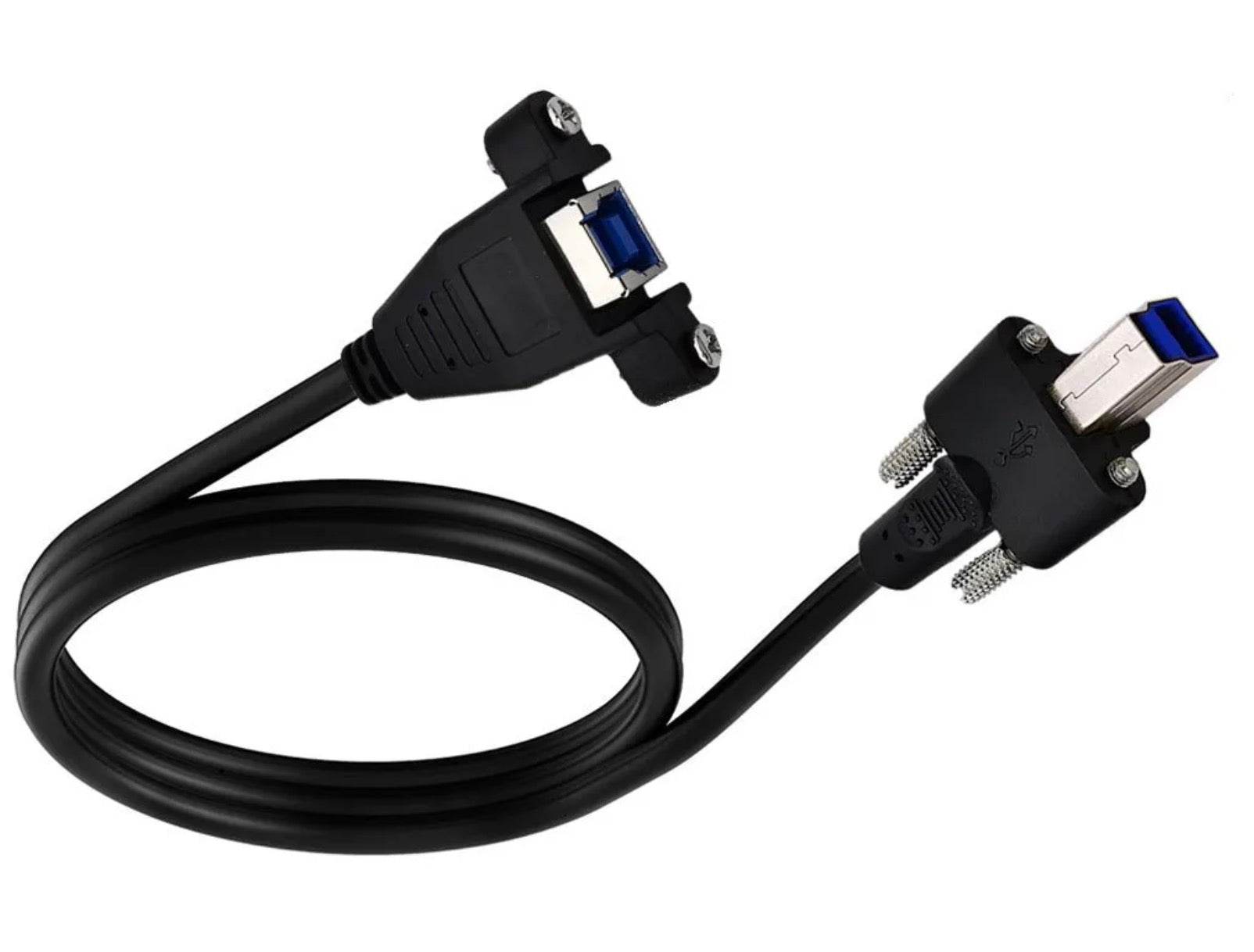 USB 3.0 Type-B male and female panel mount connectors with high speed extension cable