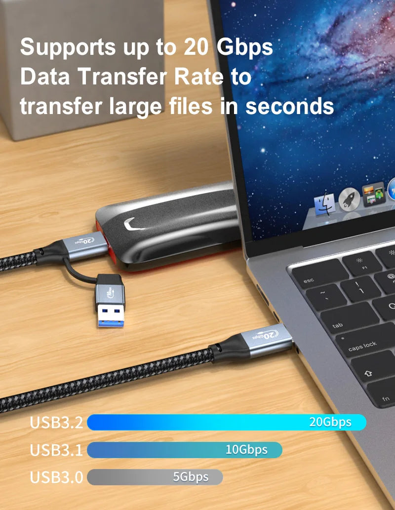 USB-C charging cable connected to laptop for fast charging