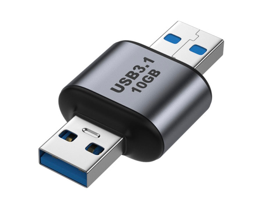 USB 3.0 Type A male to male adapter supporting 10Gbps transfer speeds