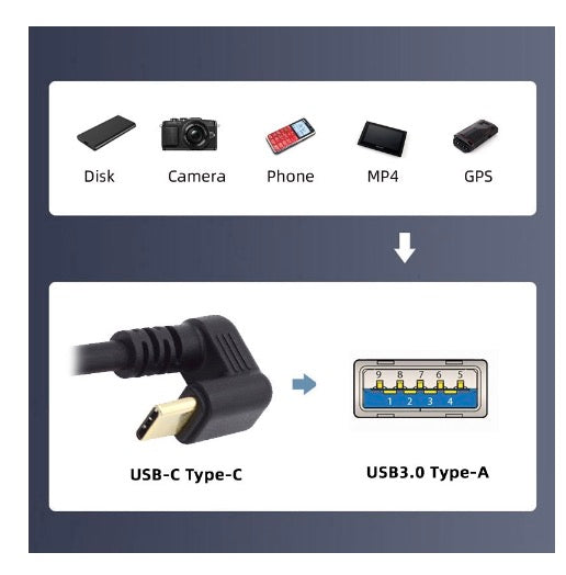 USB-C angled extension cable 