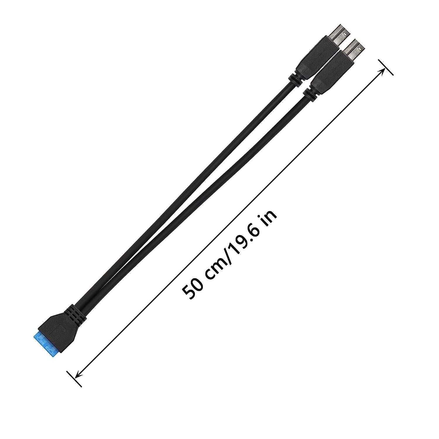 Close-up of USB 3.0 19 pin header and dual USB Type B connectors