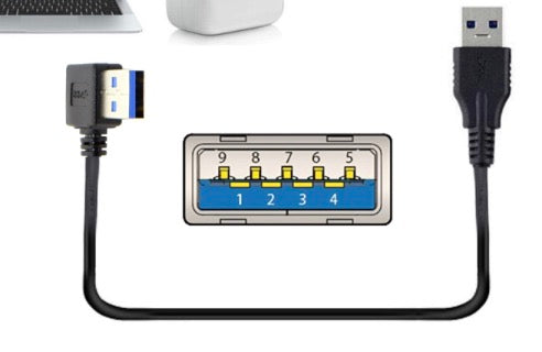 USB A 3.0 left angled male to straight male