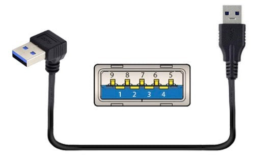 USB A 3.0 up angled male to straight male