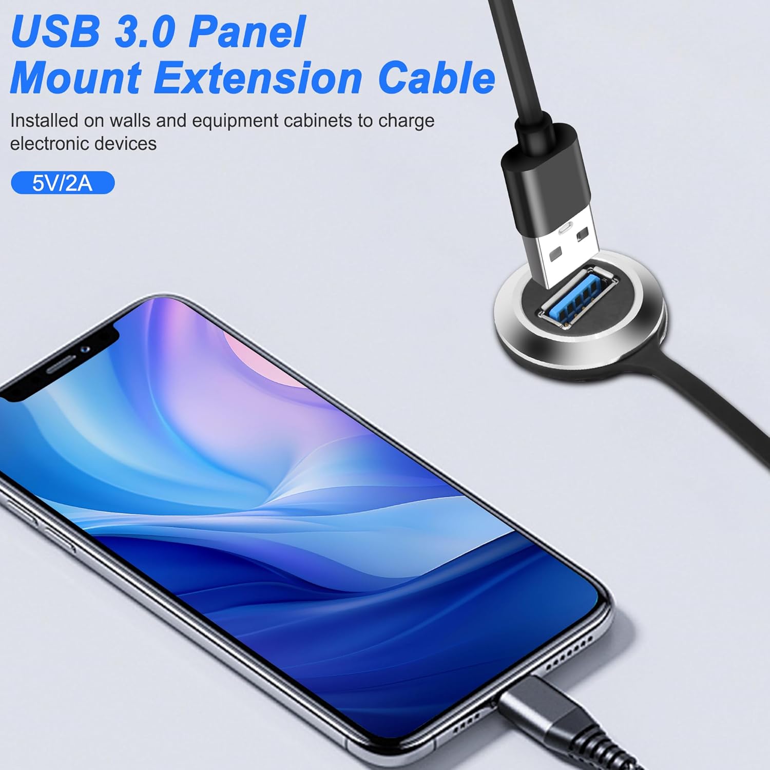 USB A panel mount cable for car RV and boat