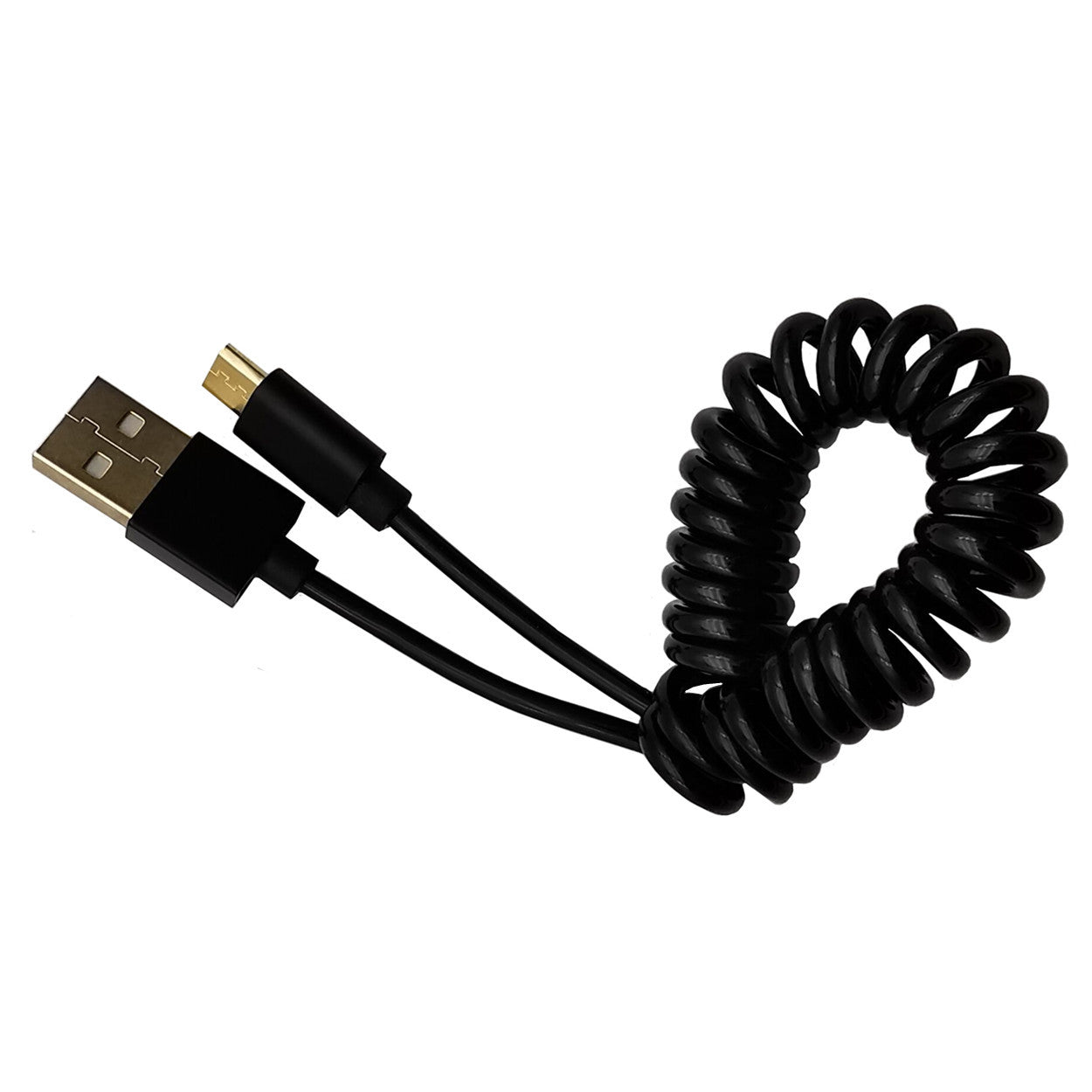 USB A to Micro USB coiled charging cable 