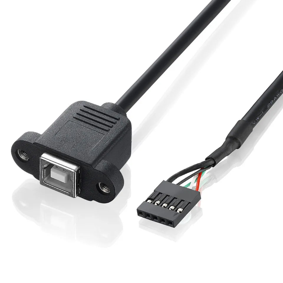 USB 2.0 Type-B female panel mount cable with 5 pin header