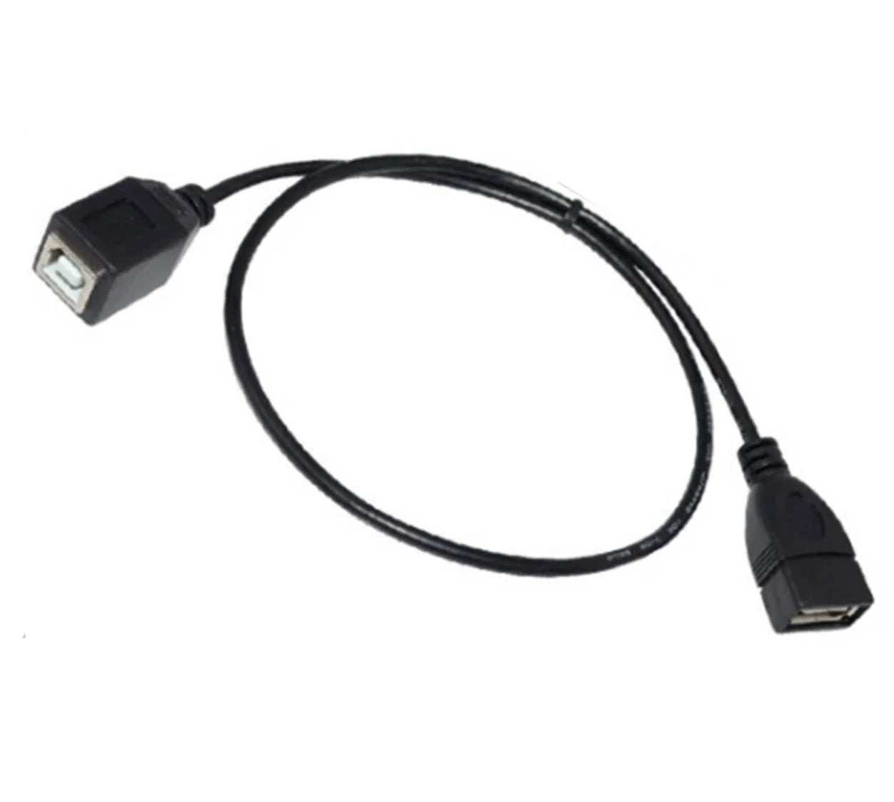 Close-up view of USB Type-B female panel mount connector and USB Type-A female port