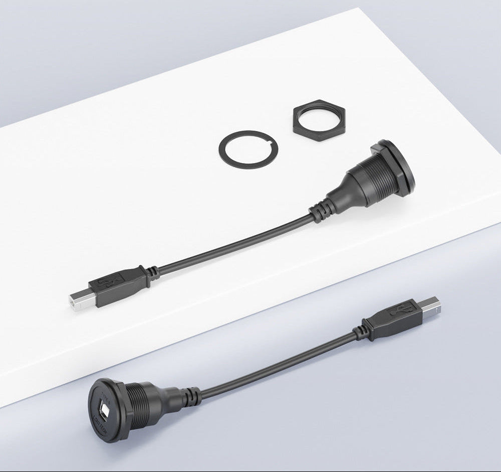 USB aviation connector set on a white surface with gray background
