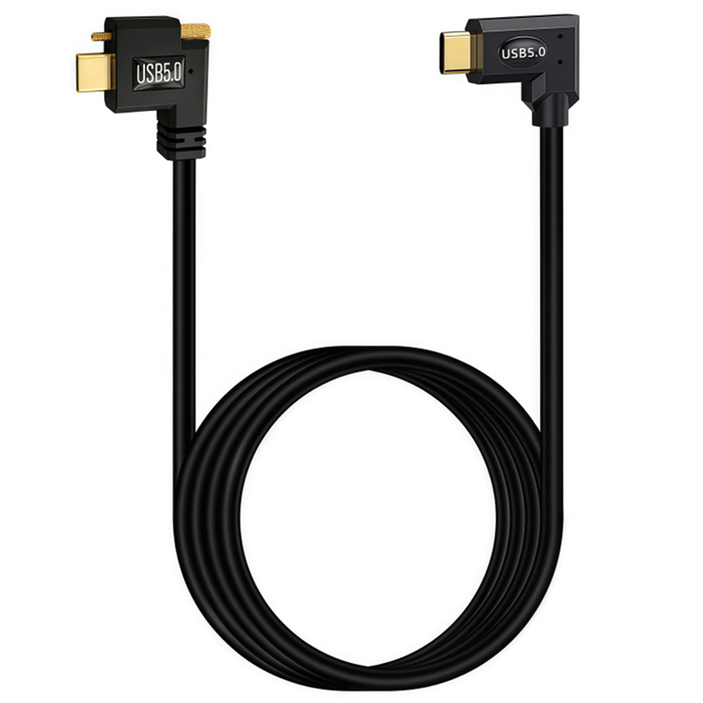 USB-C 240W angled high-speed cable with single locking screw connector