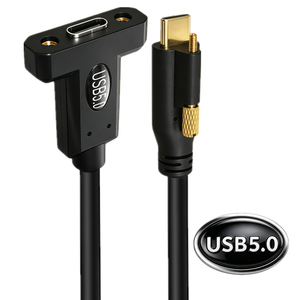 USB-C 240W industrial panel mount extension cable