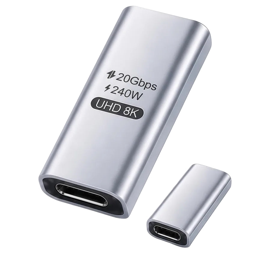 USB-C female-to-female coupler supporting compatible 240W PD charging