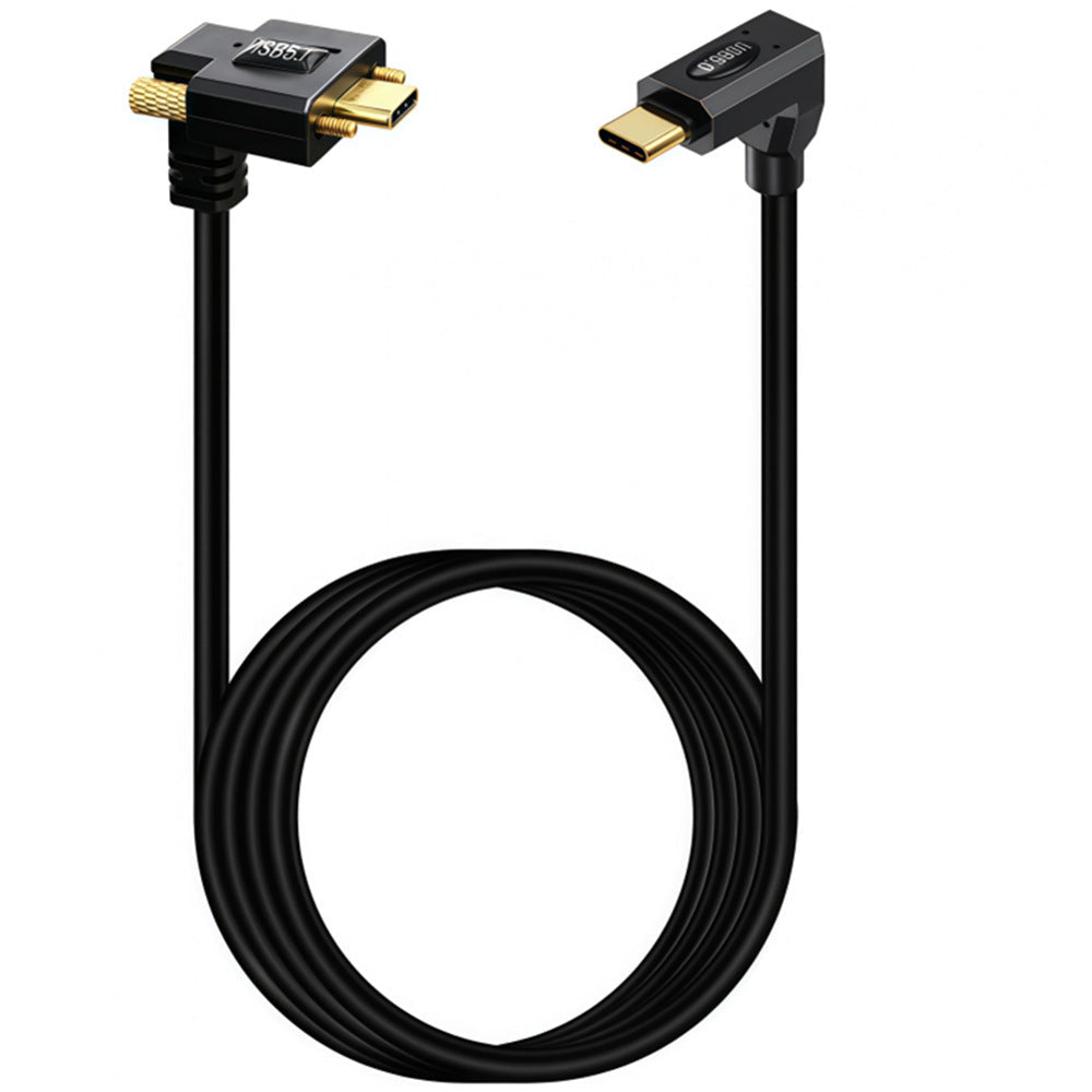 USB-C 240W right-angle cable with dual locking screws