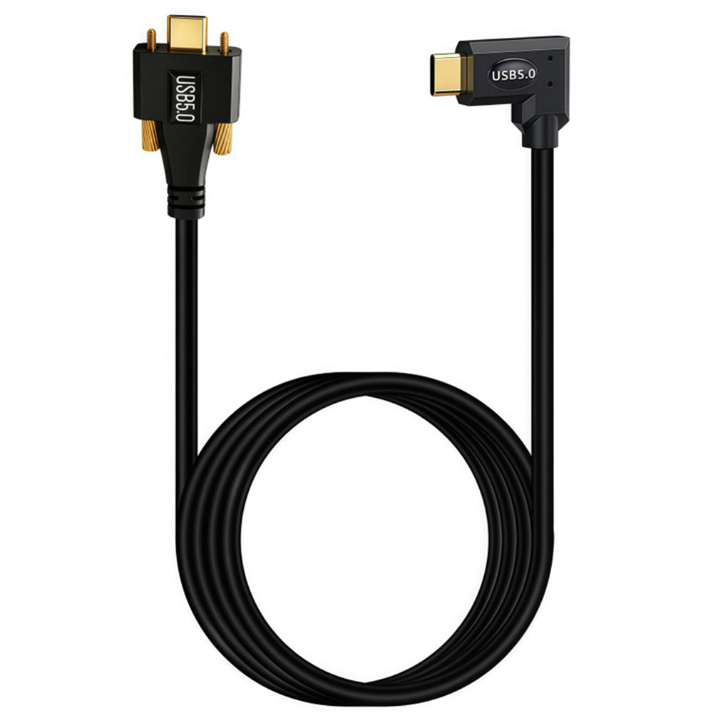 USB-C 240W right-angle cable with straight dual screw locking connector