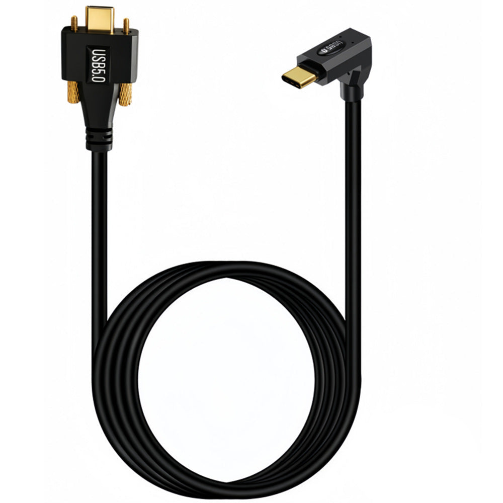 USB-C 240W right-angle cable with straight dual screw locking connector