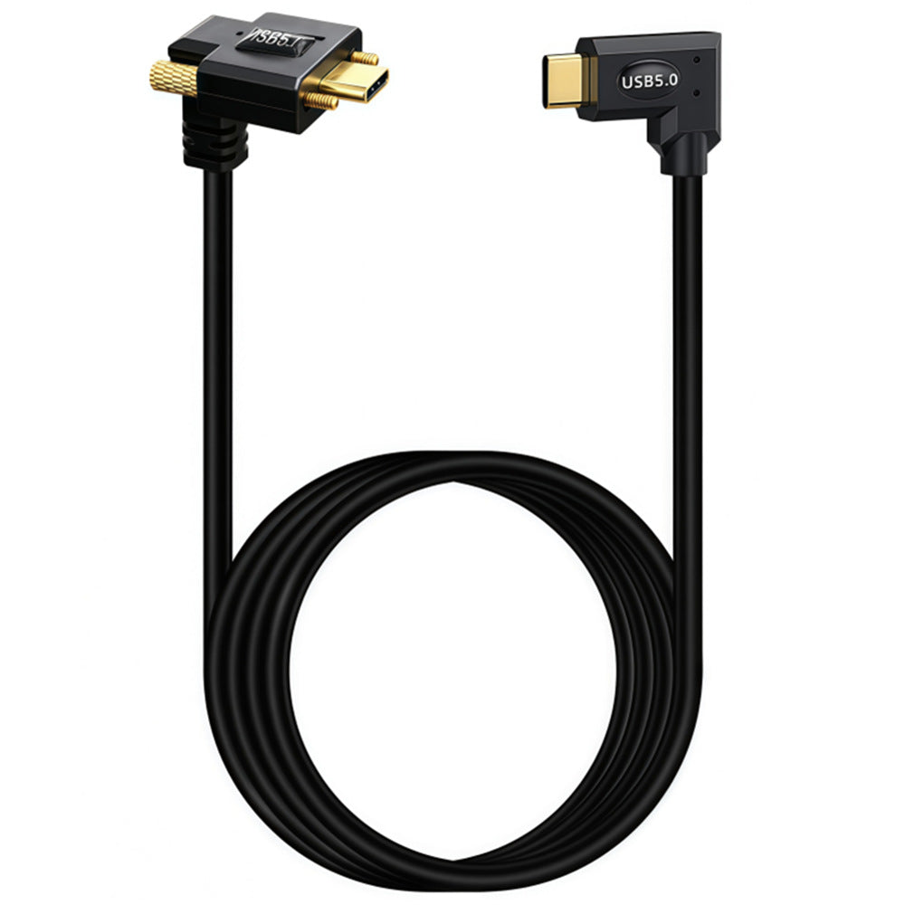 USB-C 240W male to male right-angle cable with dual locking screws