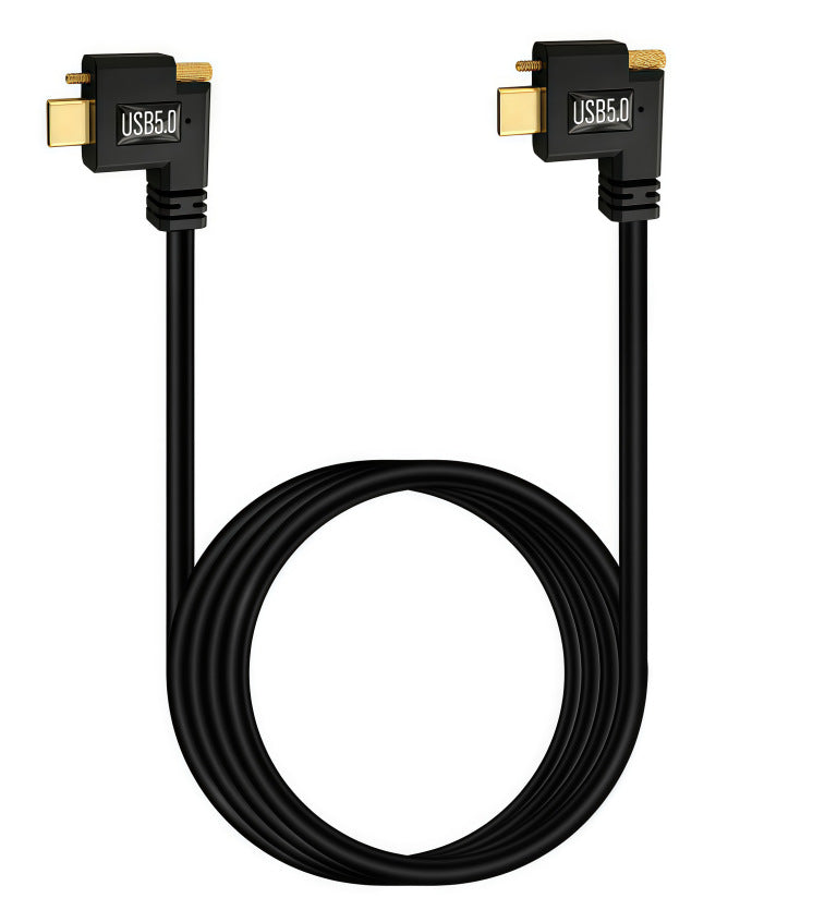 USB-C 240W side-angle male to male cable with locking screws