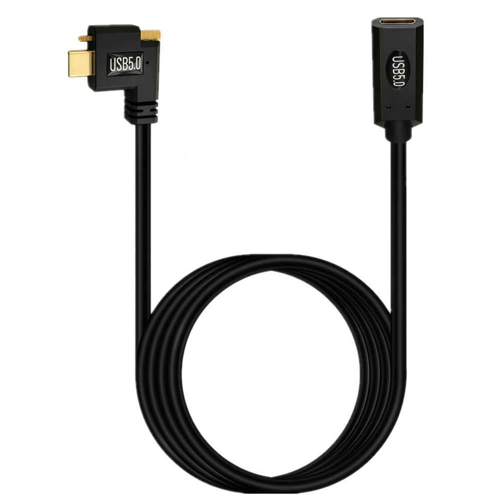 USB-C 240W male to female extension cable with single locking screw