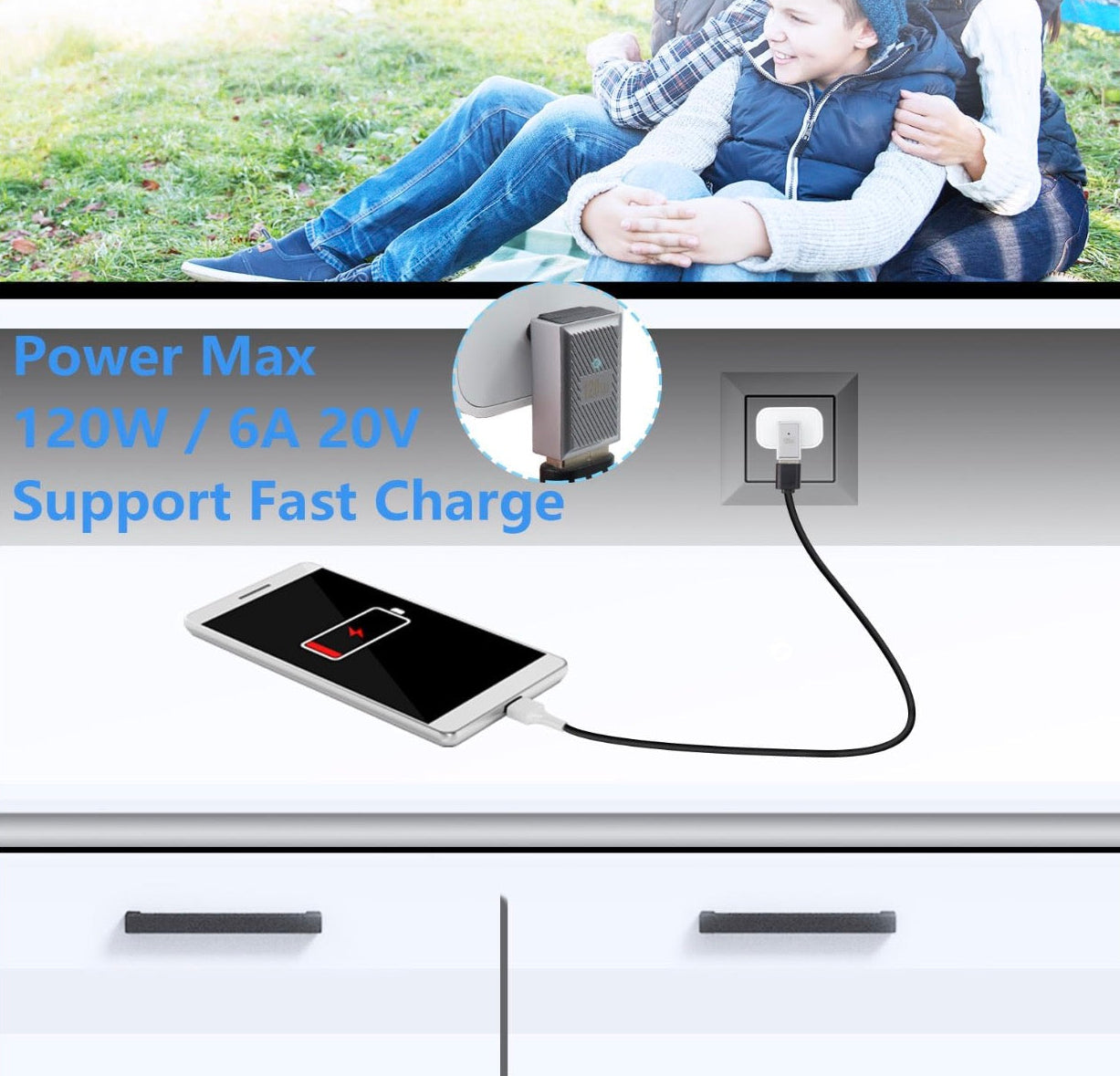 USB C 3.1 to USB 3.0 OTG adapter supporting up to 120W fast charging