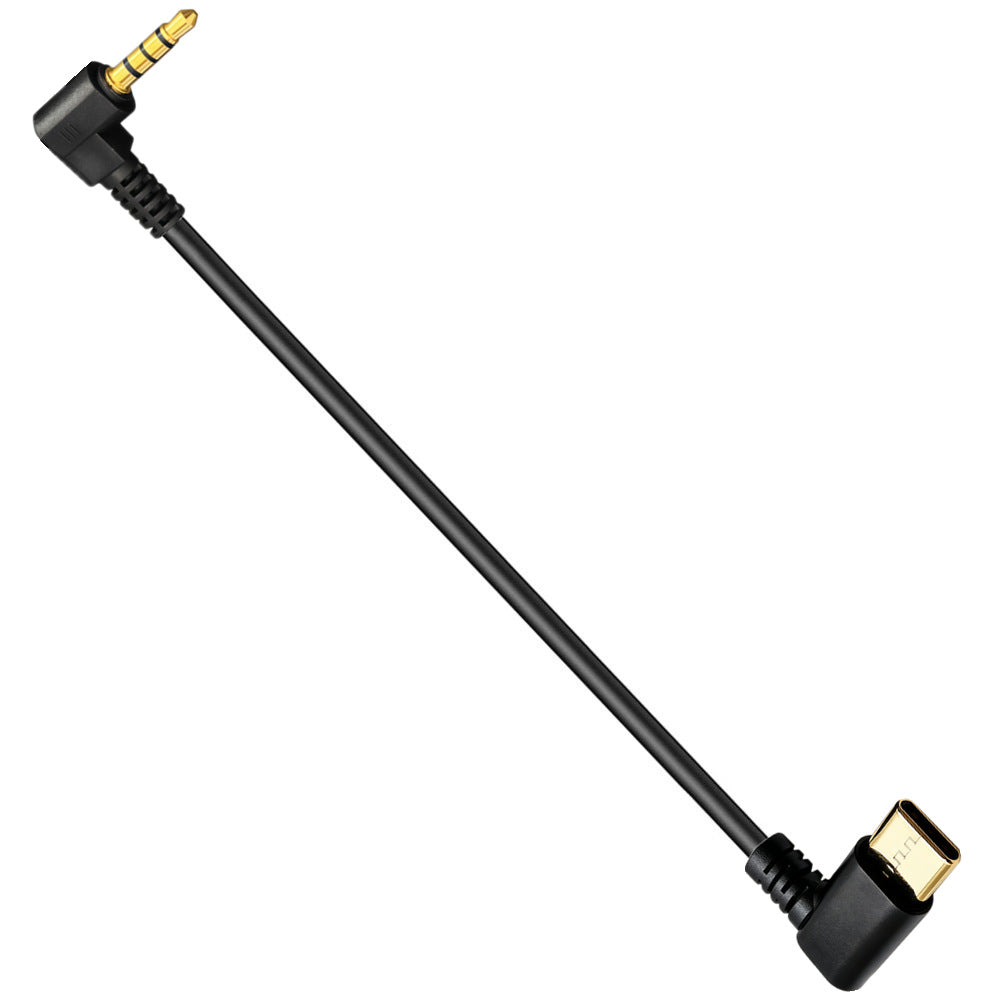 Close-up of 90-degree USB-C and 3.5mm 4-pole TRRS connectors
