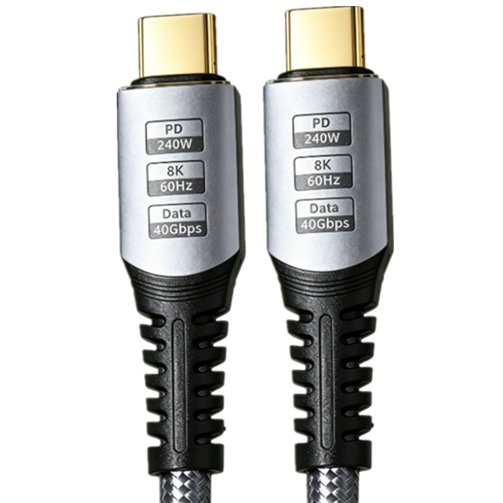Braided USB-C cable supporting data transfer speeds up to 40Gbps