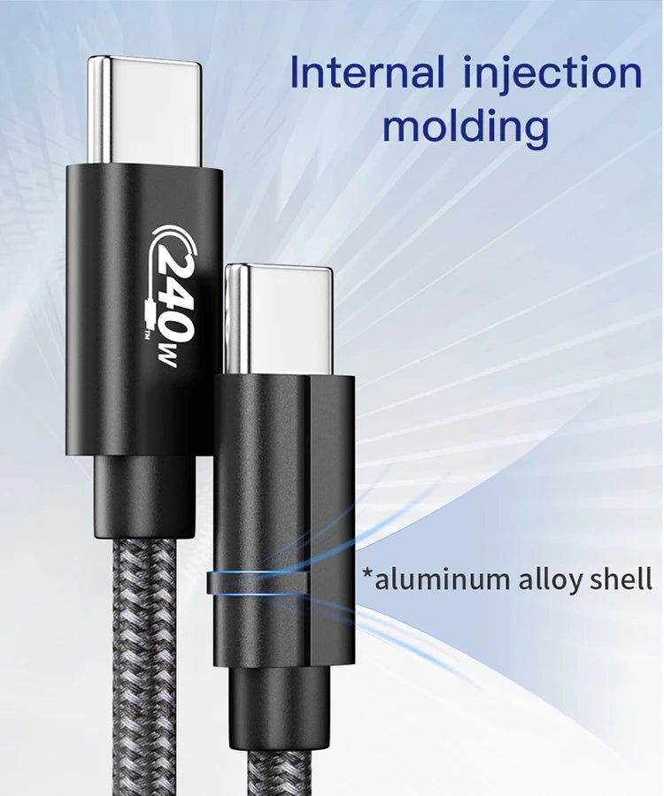 USB C 5A fast charging cable with reinforced connectors
