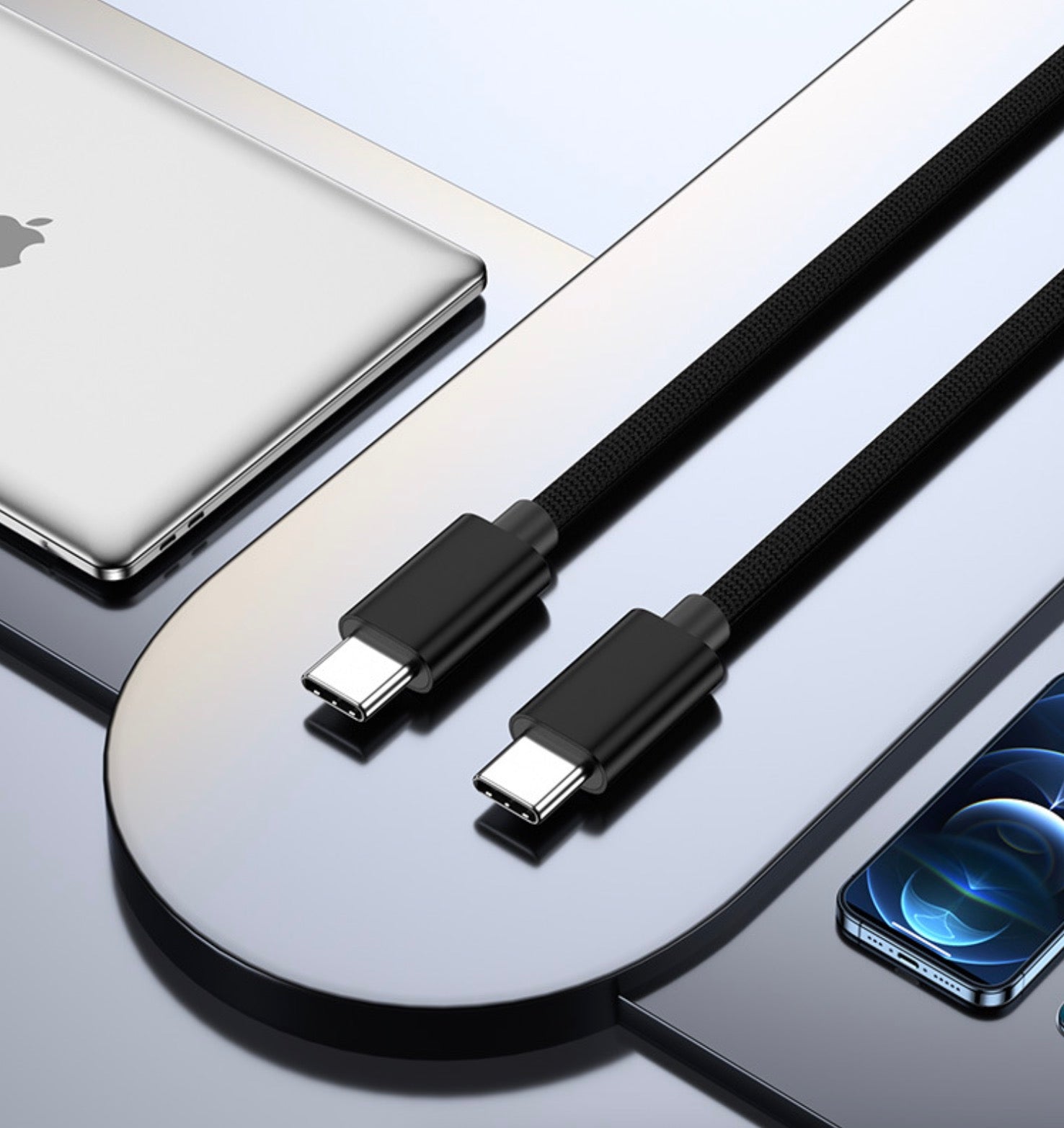 USB C to USB C 60W fast charging cable with braided design