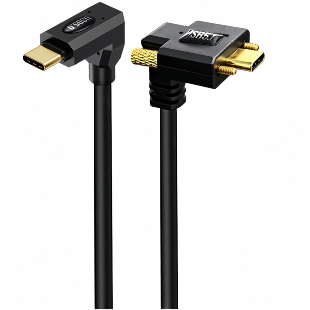 USB-C 80Gbps male to male 90 degree locking screw cable