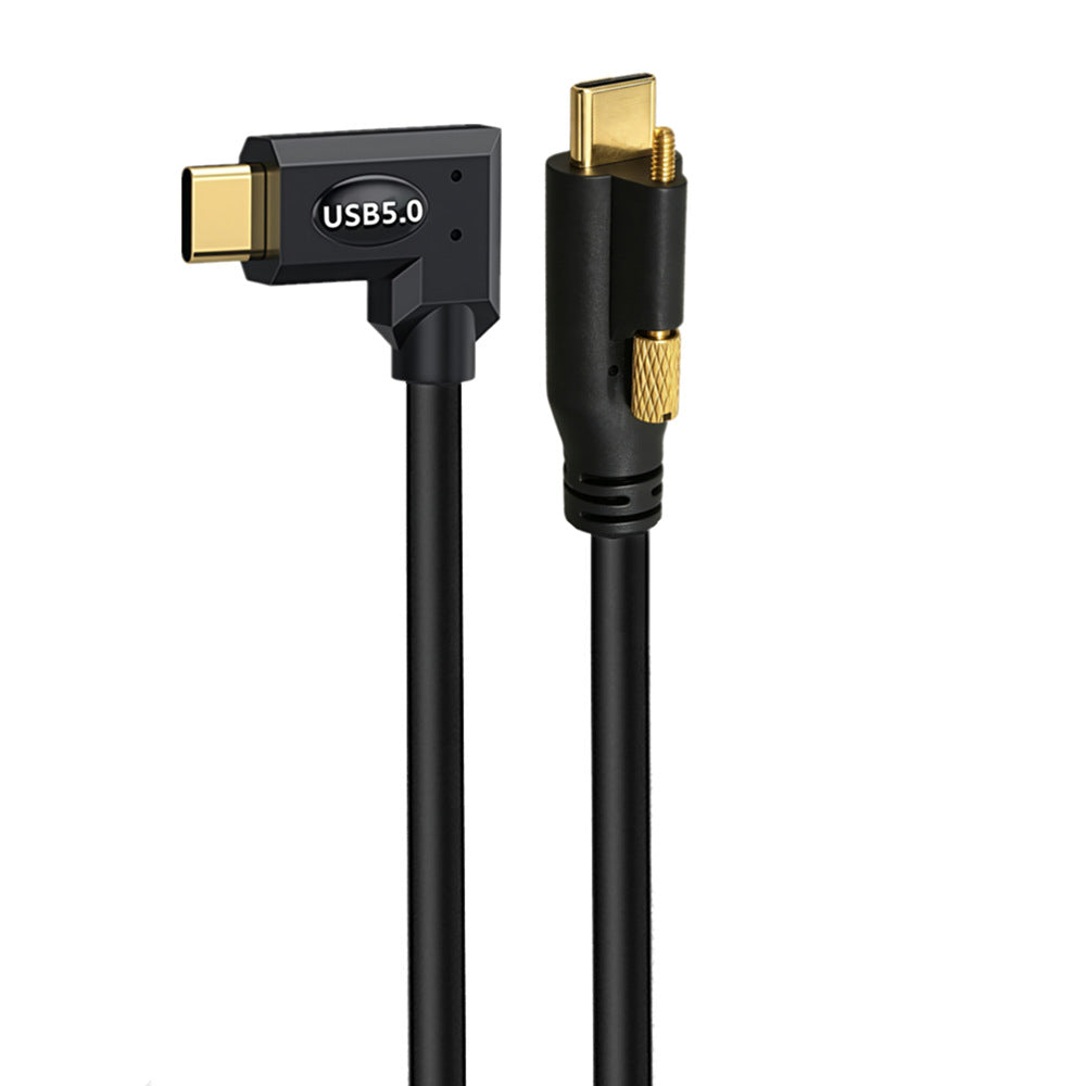 USB-C 80Gbps male to male 90 degree locking screw cable