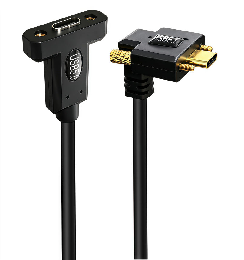 USB-C 80Gbps male to female 90 degree panel mount extension cable