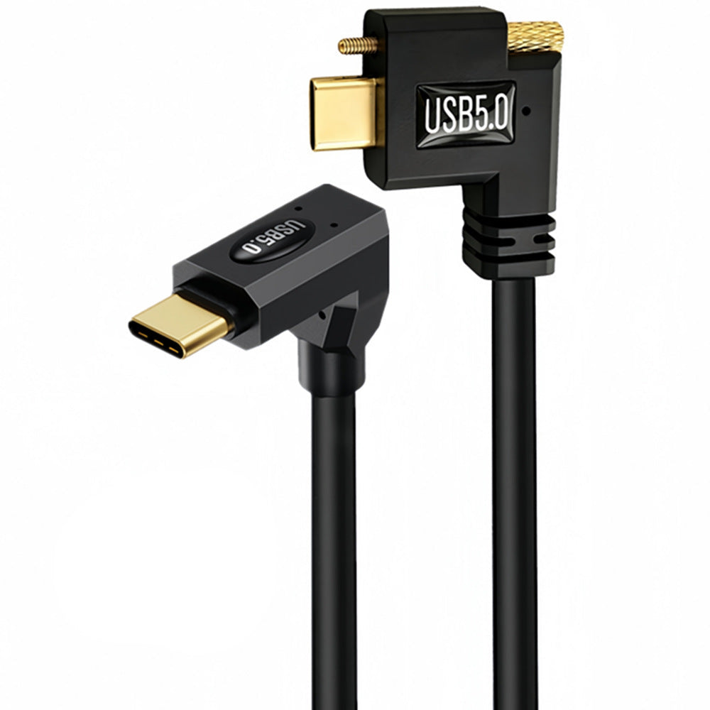 USB-C 80Gbps male to male 90 degree side-angle locking screw cable