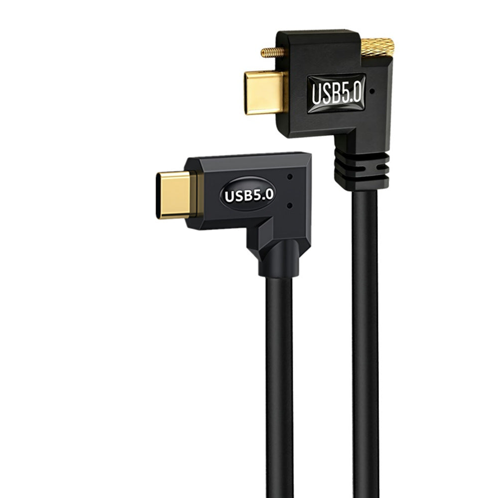USB-C 80Gbps male to male 90 degree side-angle locking screw cable