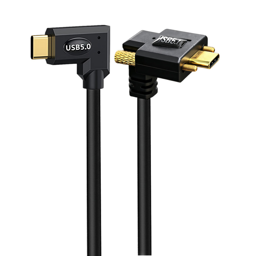 USB-C 80Gbps male to male dual 90 degree locking screw cable
