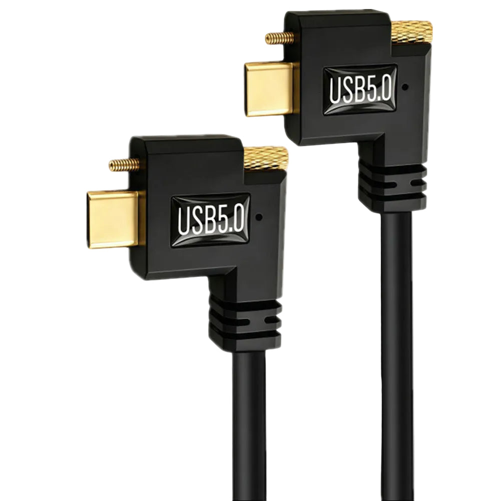 USB-C 80Gbps male to male dual side-angle locking screw cable