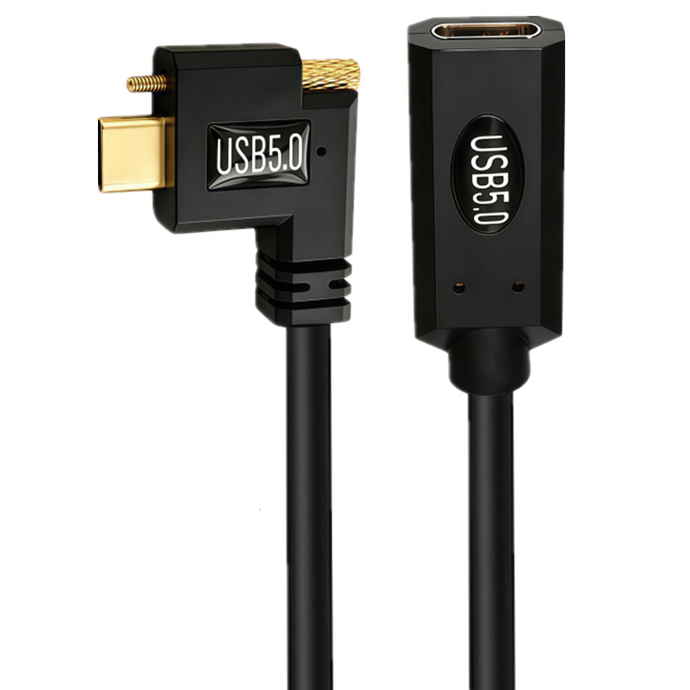 USB-C 80Gbps male to female side-angle locking extension cable