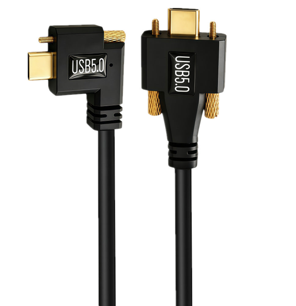 USB-C 80Gbps side-angle male to male locking screw cable