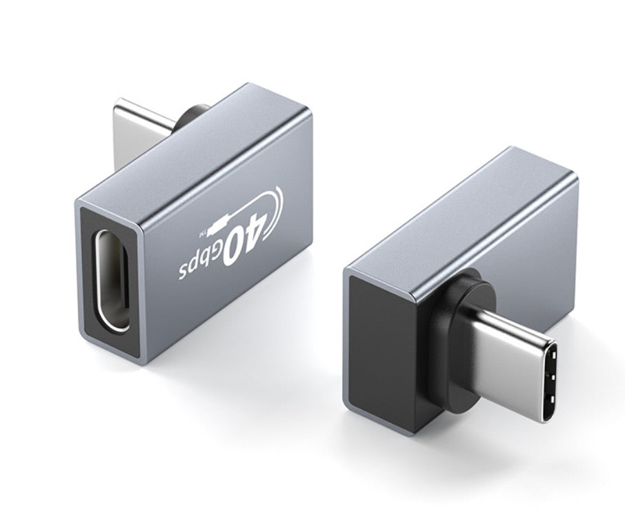 USB C male to female angled OTG adapter with 100W charging support