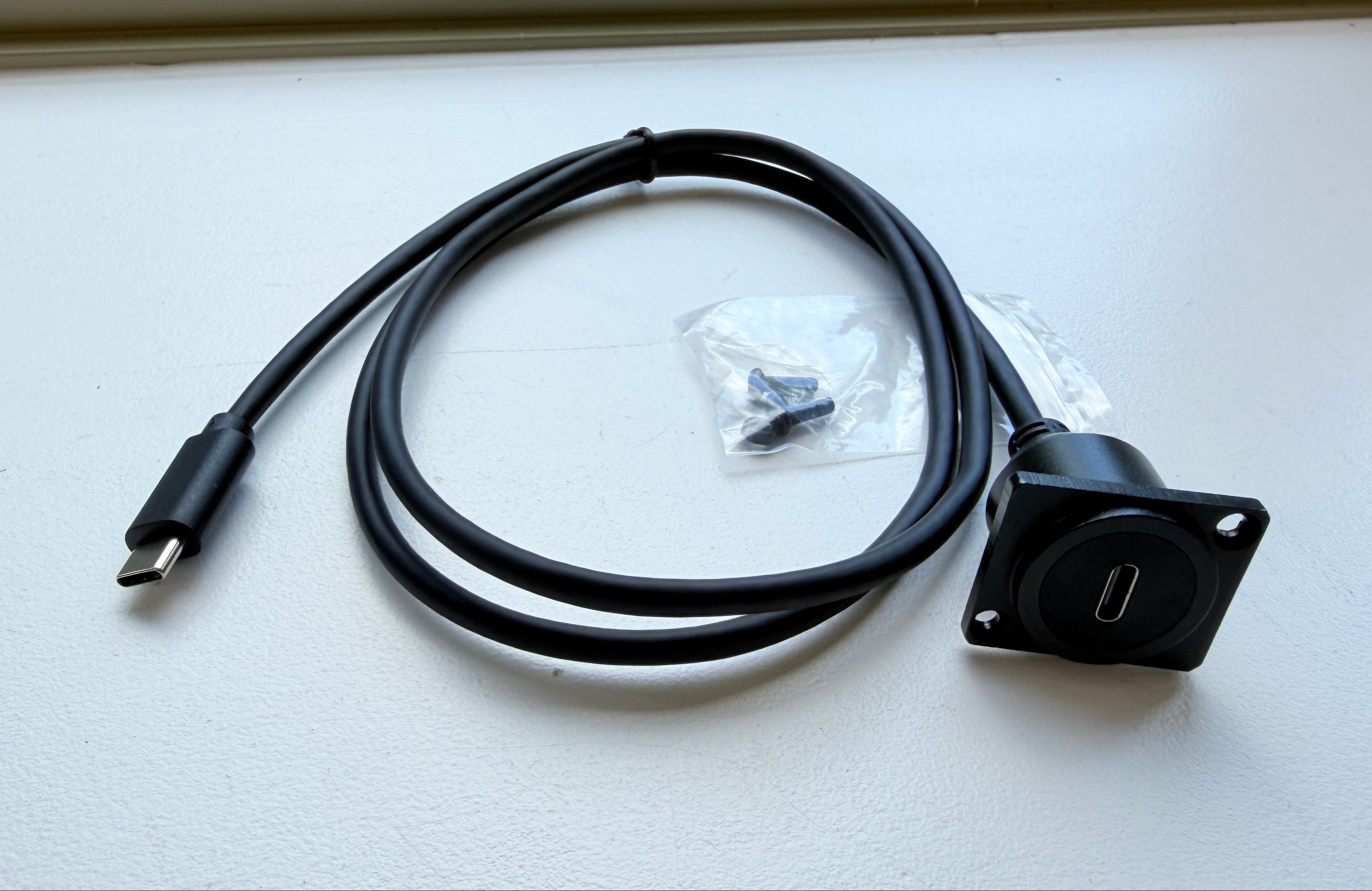 USB C angled male to female panel mount cable
