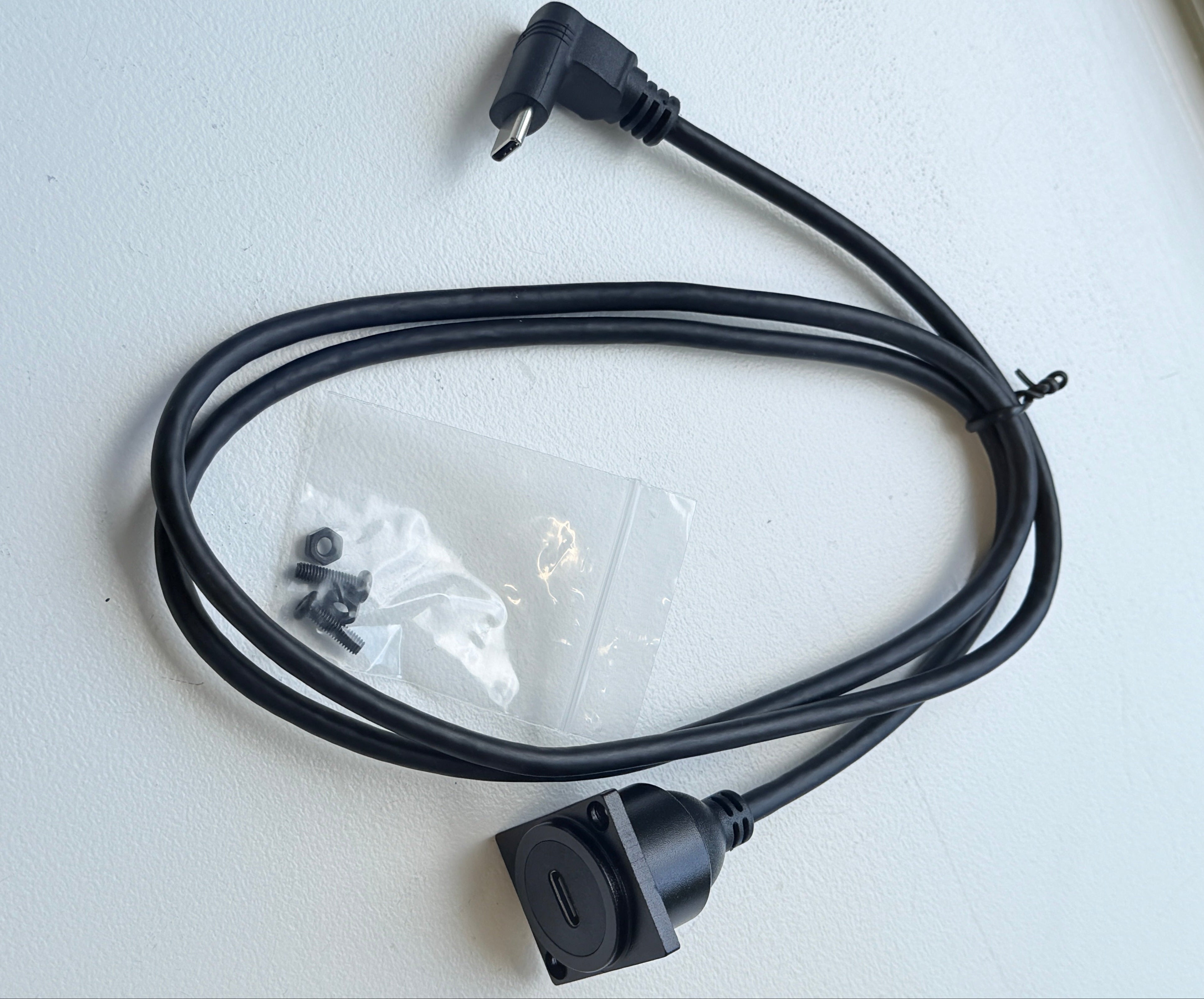 USB C angled male to female panel mount cables