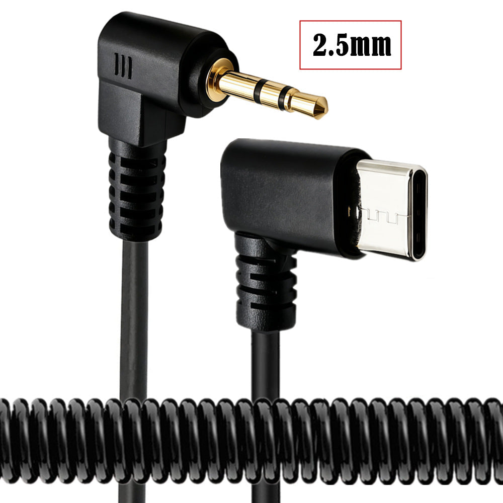 USB-C to 2.5mm right-angle coiled digital audio cable