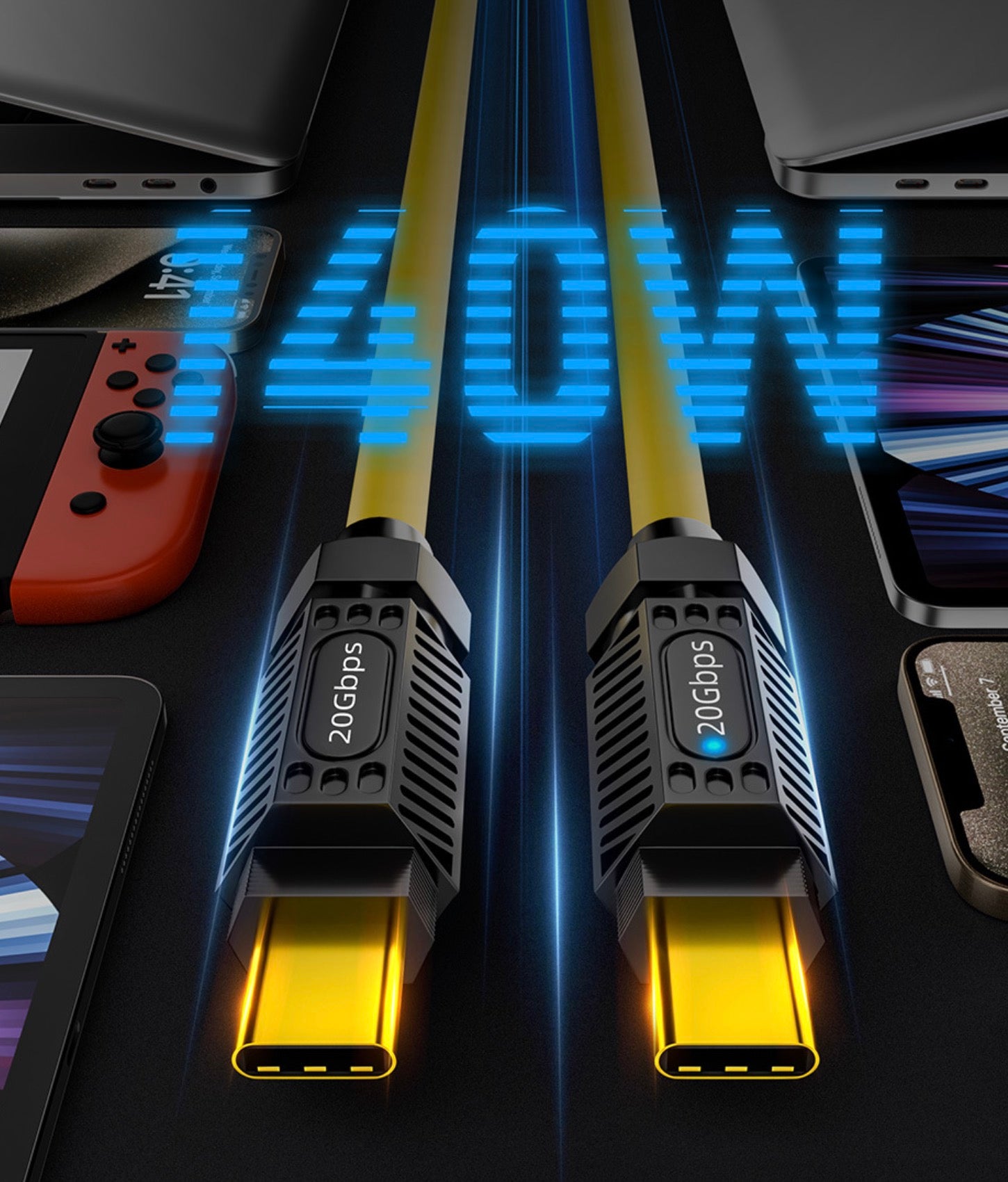 USB C cable compatible with laptops tablets smartphones monitors and docking stations
