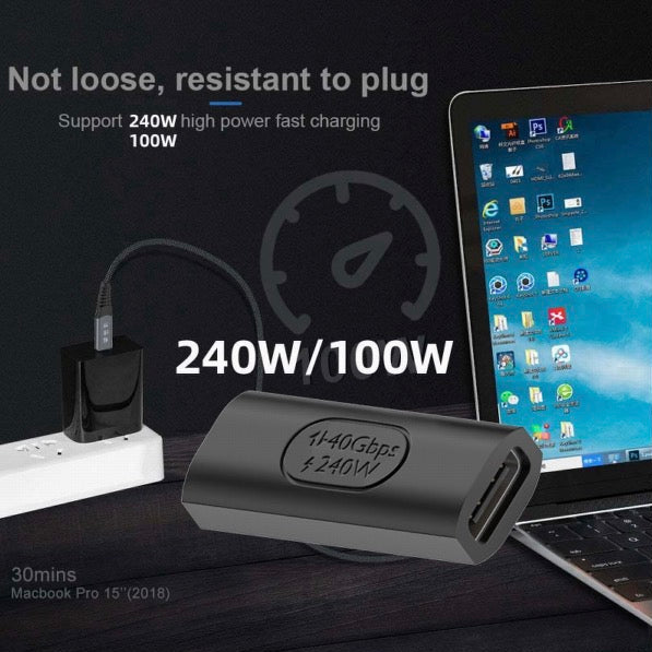 USB C female coupler used to extend USB4 and USB C cable connections