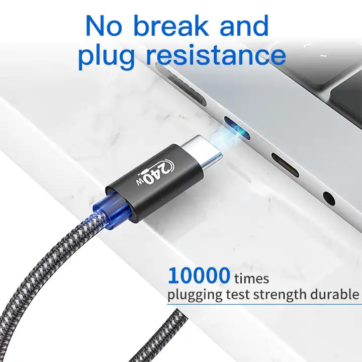 USB-C cable connected to laptop