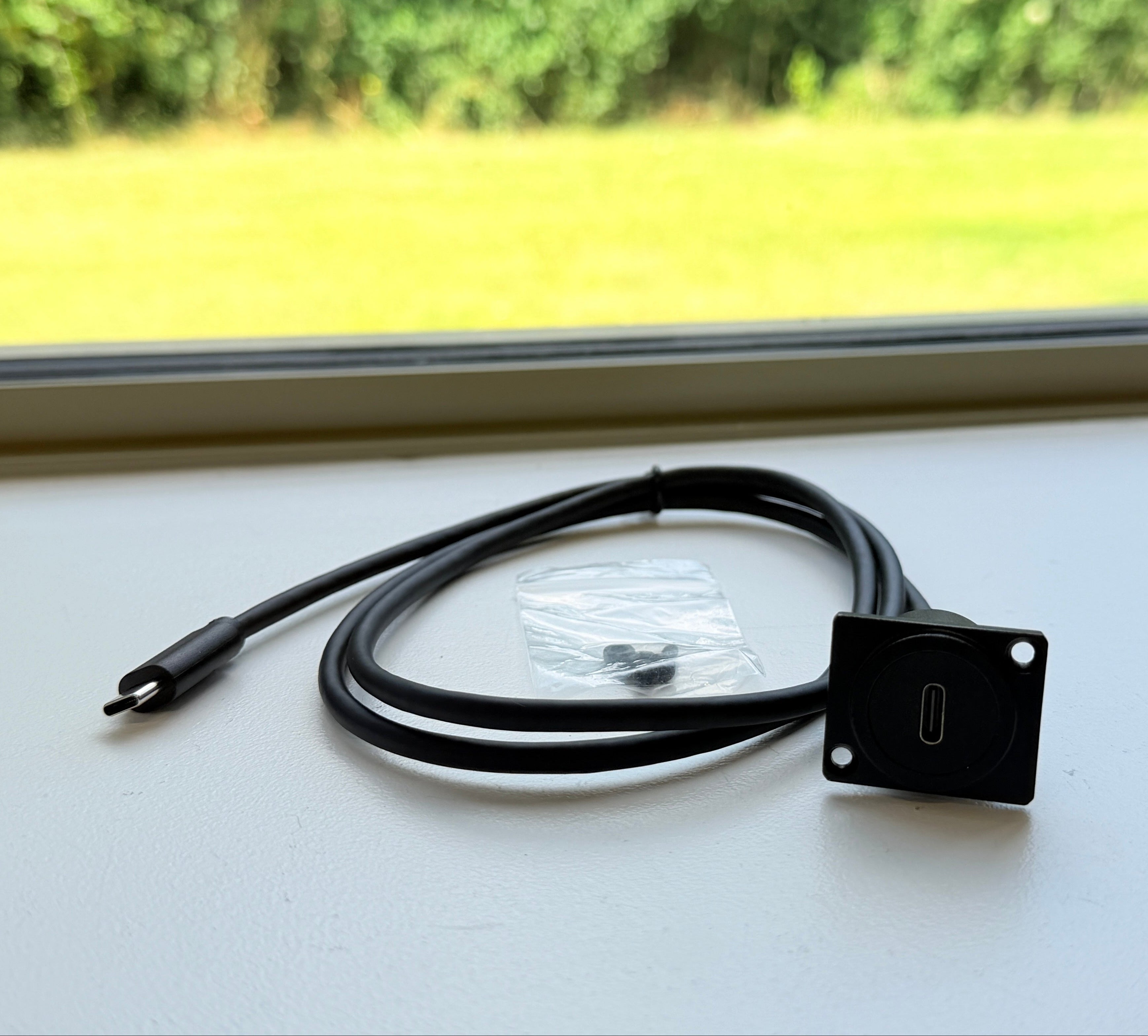 USB C car panel mount cable with female socket