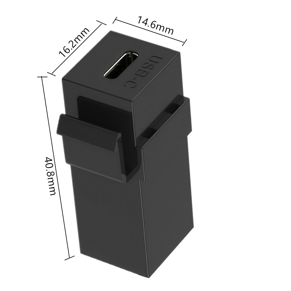 Clip-in USB-C female coupler adapter for compatible equipment panels