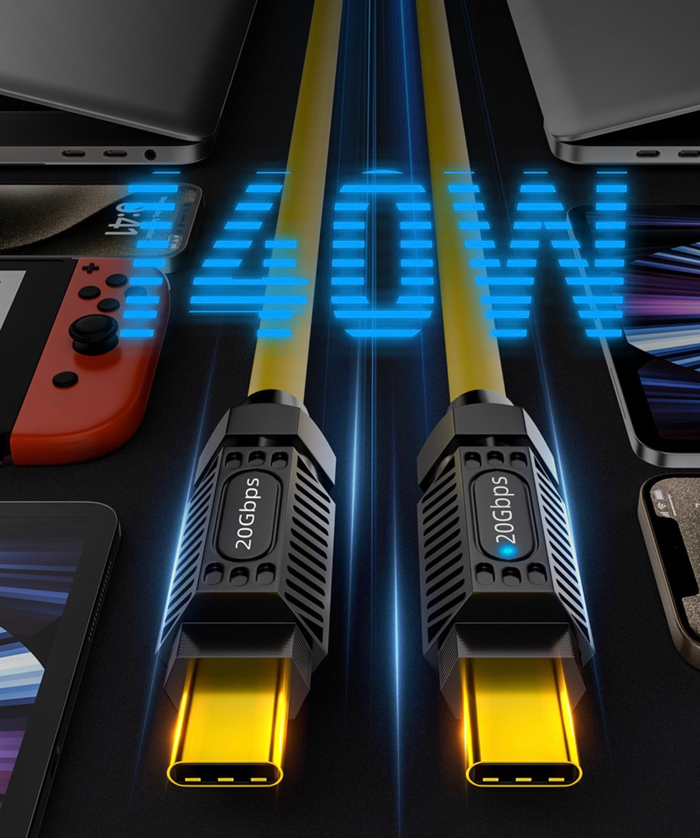 USB C cable featuring premium aluminium alloy connector housings