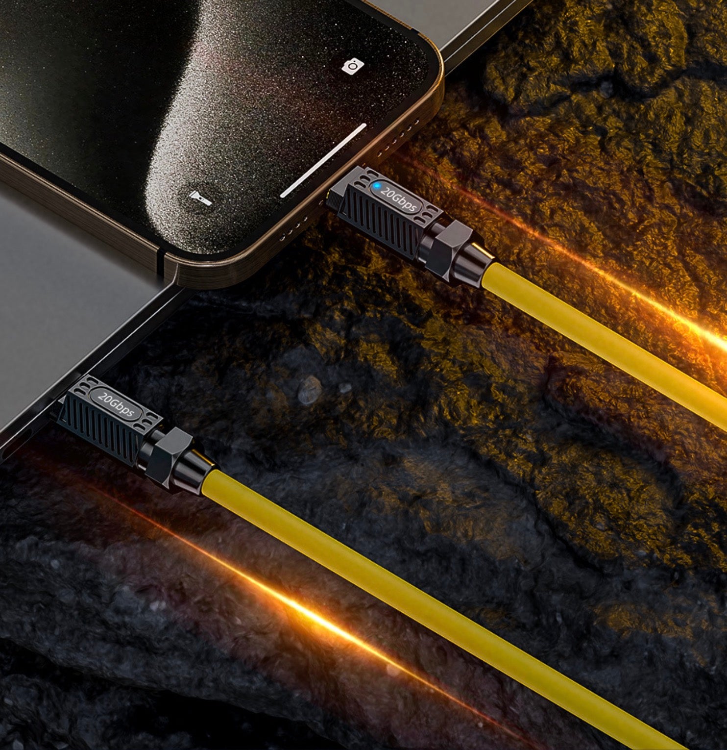 USB C coiled cable with reinforced fibre core construction for durability