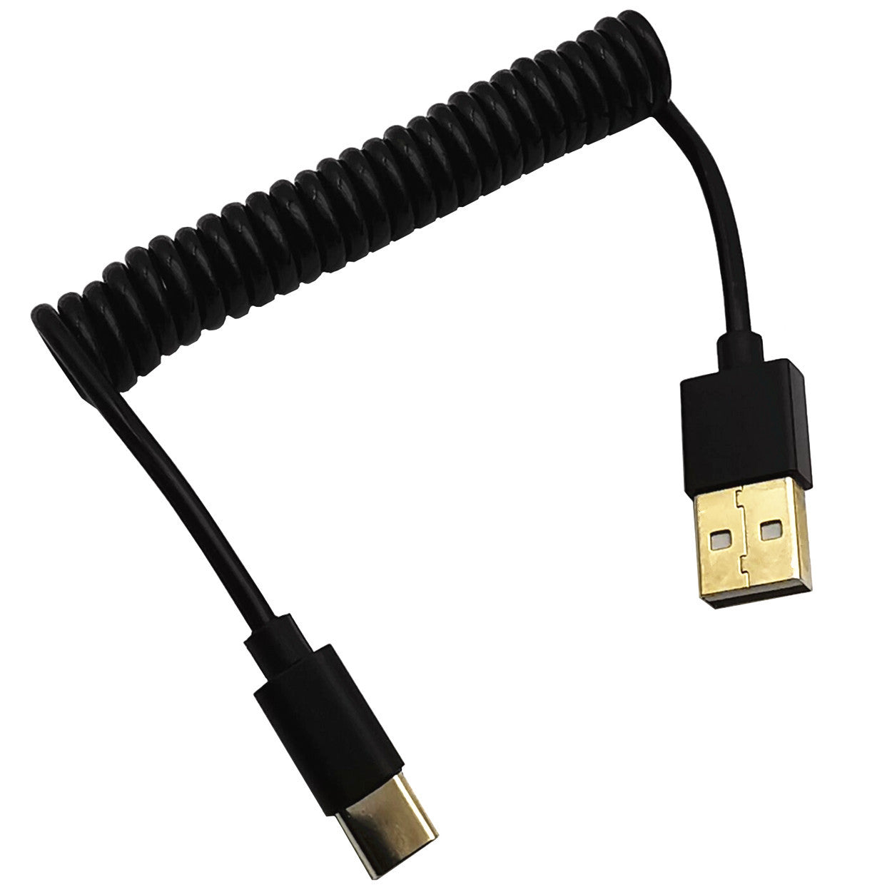 USB C coiled cable for charging and data transfer