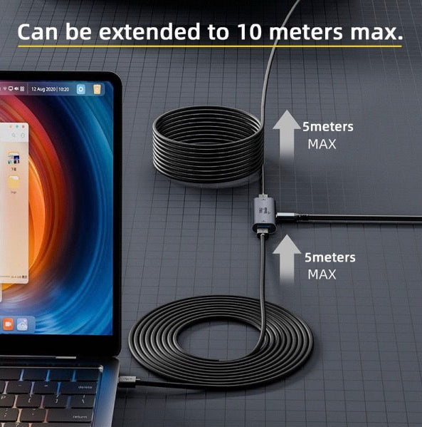 USB-C active repeater adapter supporting extended USB data transmission distances
