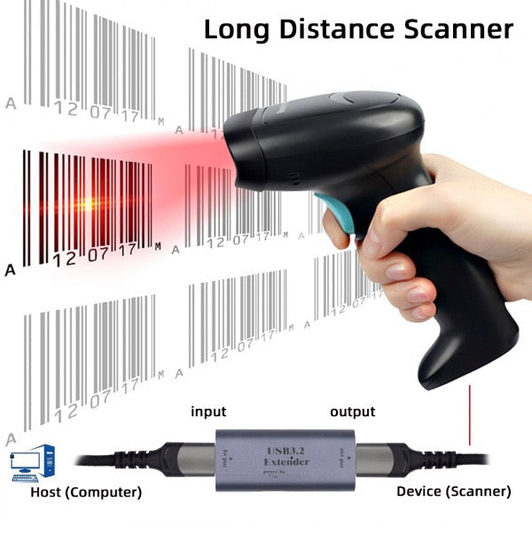 USB active repeater adapter connected to printer and peripheral equipment